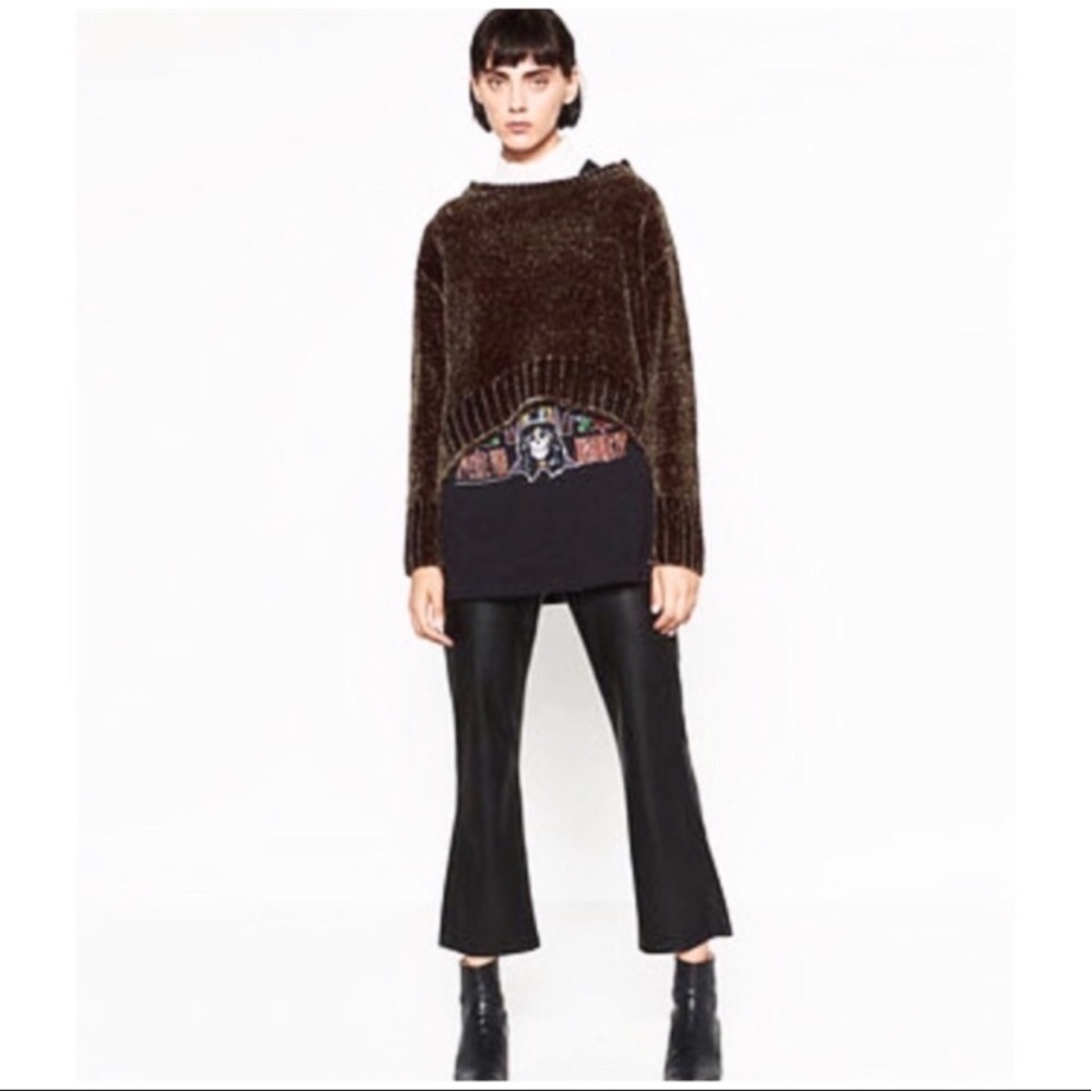 Zara faux leather zipper detail cropped Medium